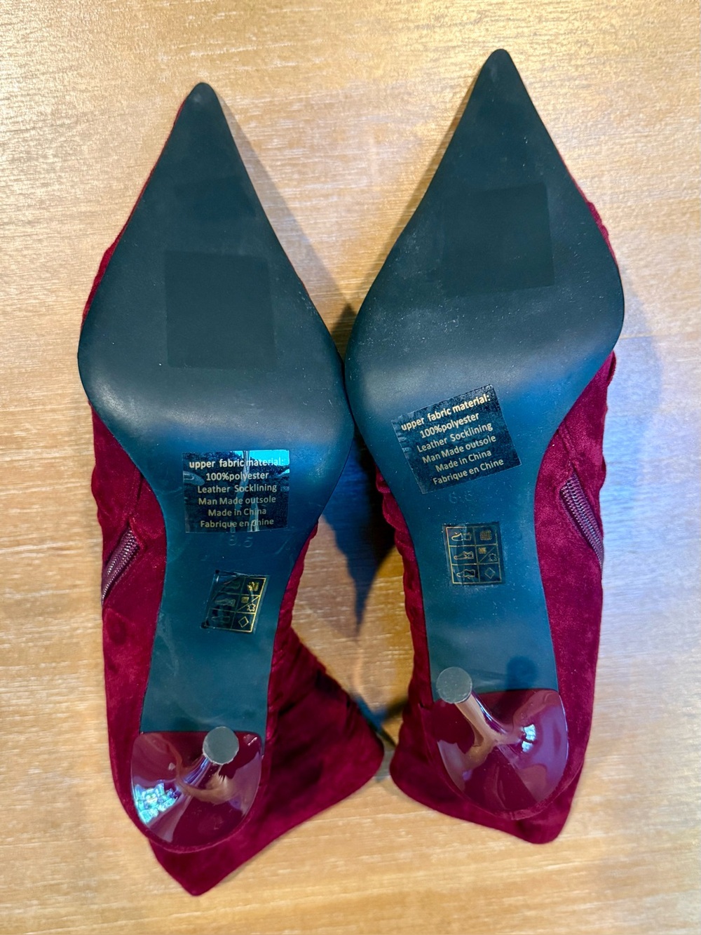 NWOB Jeffrey Campbell Let’s-Go Rouched Stiletto Ankle   Boot Wine Suede Sz 8.5 - Picture 7 of 11